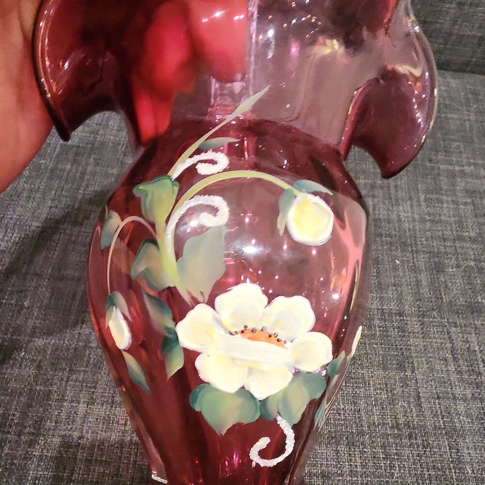 Fenton Glass Messenger Cranberry Basket - Picture 7 of 12